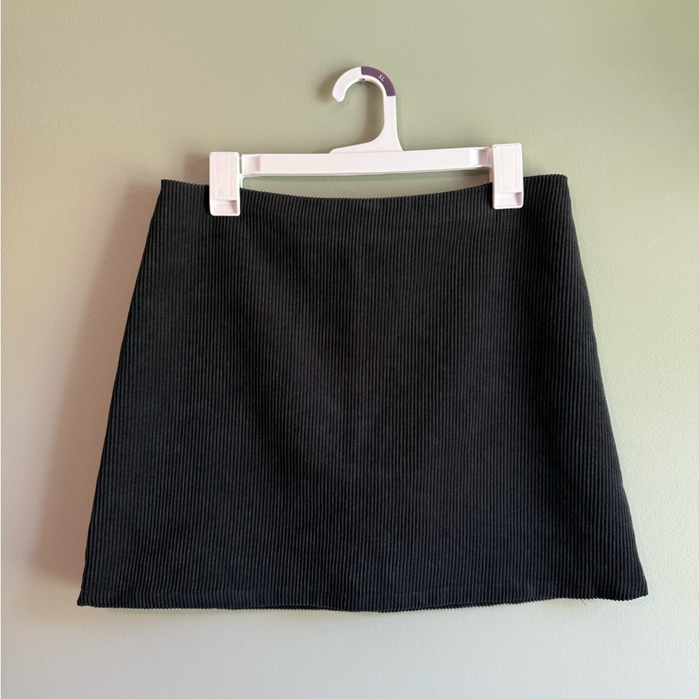 Honey Punch Black Corduroy Mini Skirt